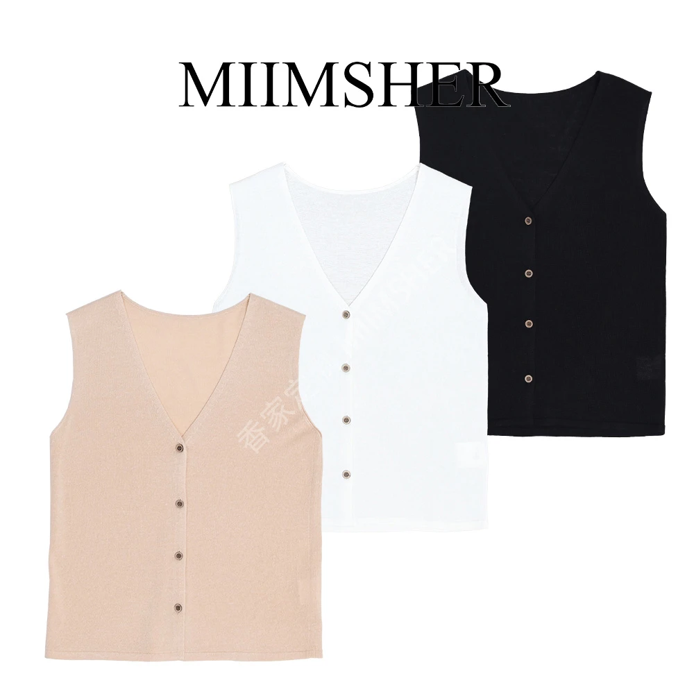 天丝亚麻重工显瘦内搭极简风显白秋季上衣女针织背心打底MS244140