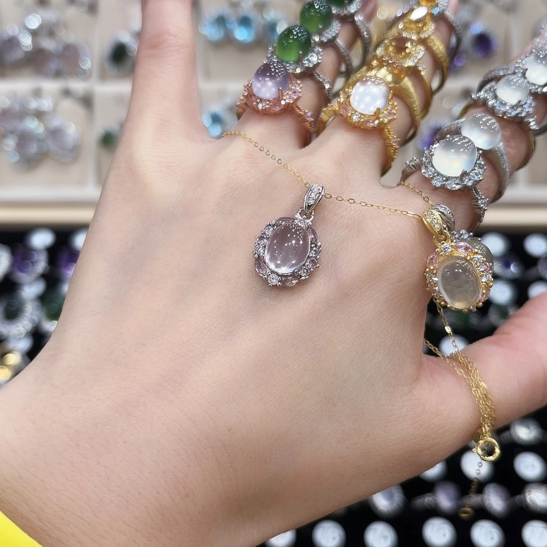 椰***e芙蓉石颈饰银S925镶嵌