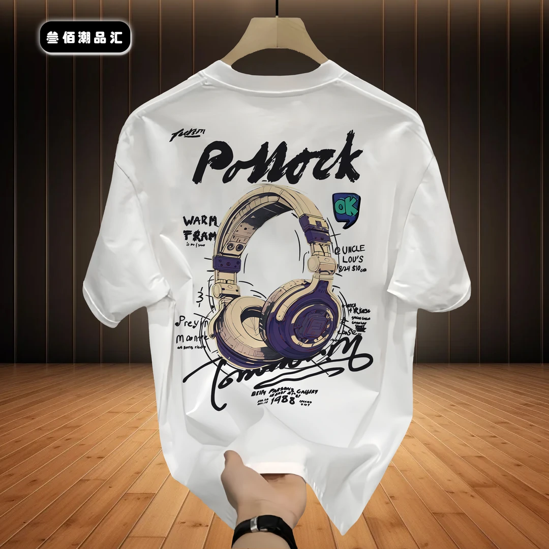 邦德妮2025夏季新款个性设计感圆领宽松百搭纯棉短袖男女同款T恤