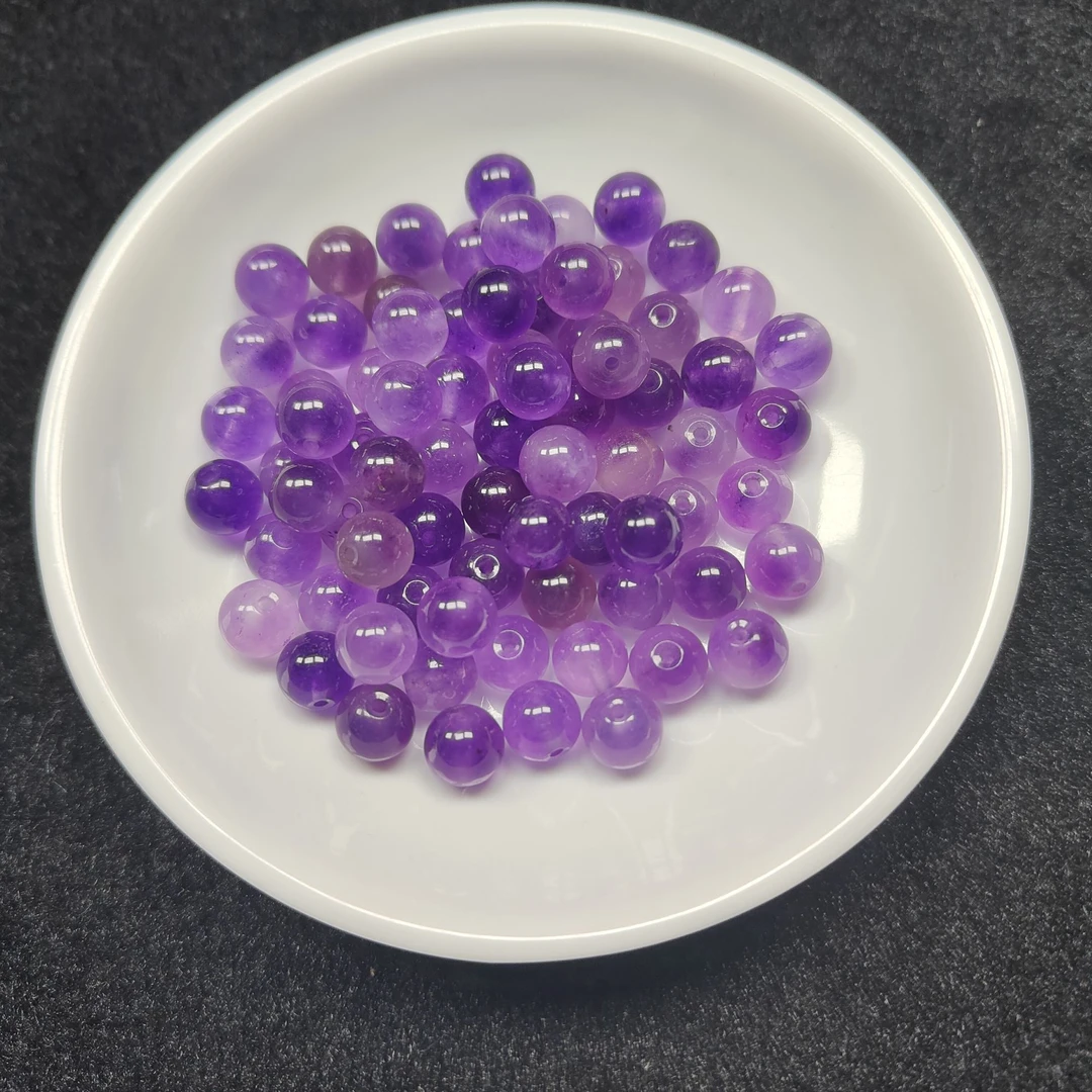 天然散珠 冰紫 6mm （赠弹力绳）