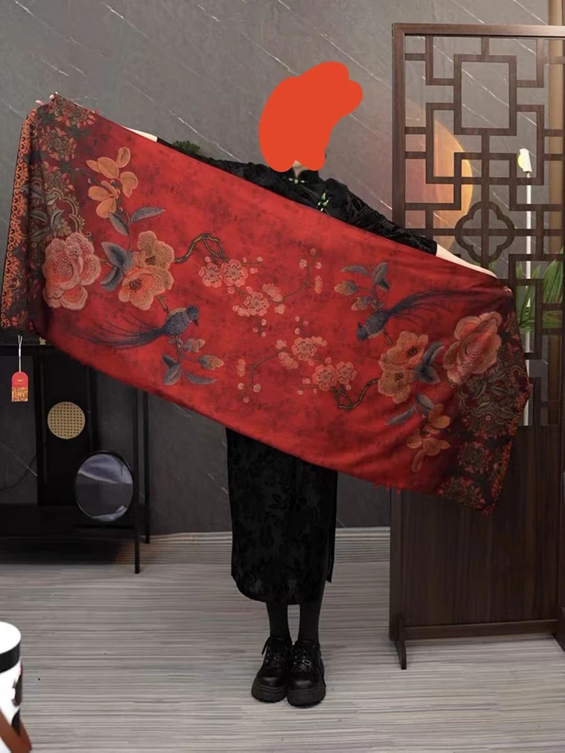 3月【喜上眉稍】披肩盘扣 70*180披肩送礼复古国风双面中国风