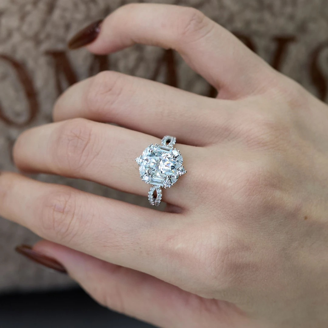 925银莫桑石戒指 天际璀璨戒指 轻奢大气气质百搭大众女时尚奢华