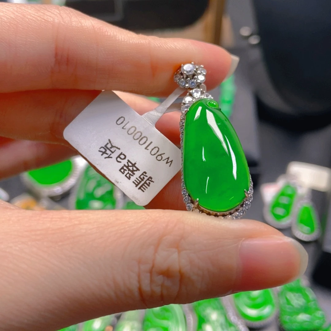 翡翠银S925镶嵌吊坠(不含链)