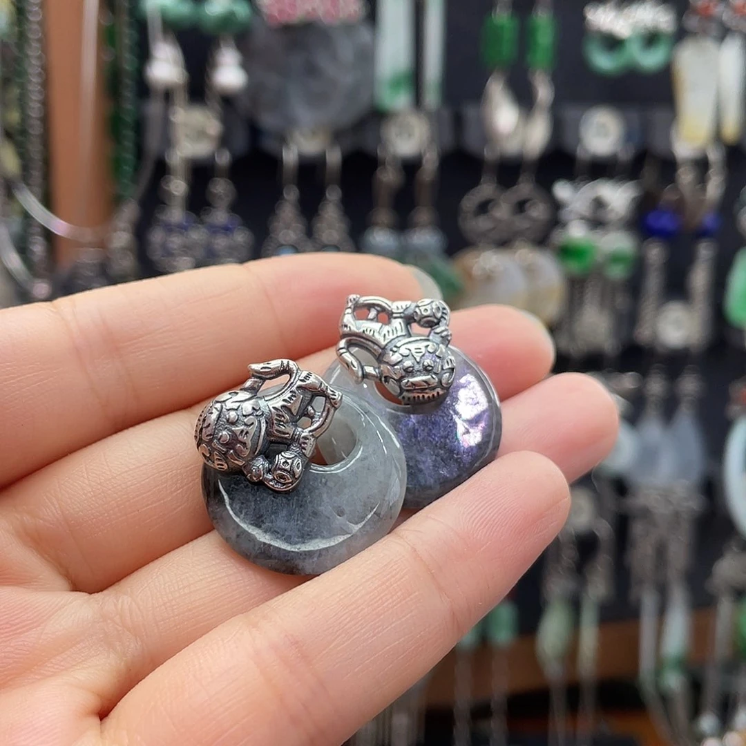 翡翠银S925镶嵌耳饰280ghjjh