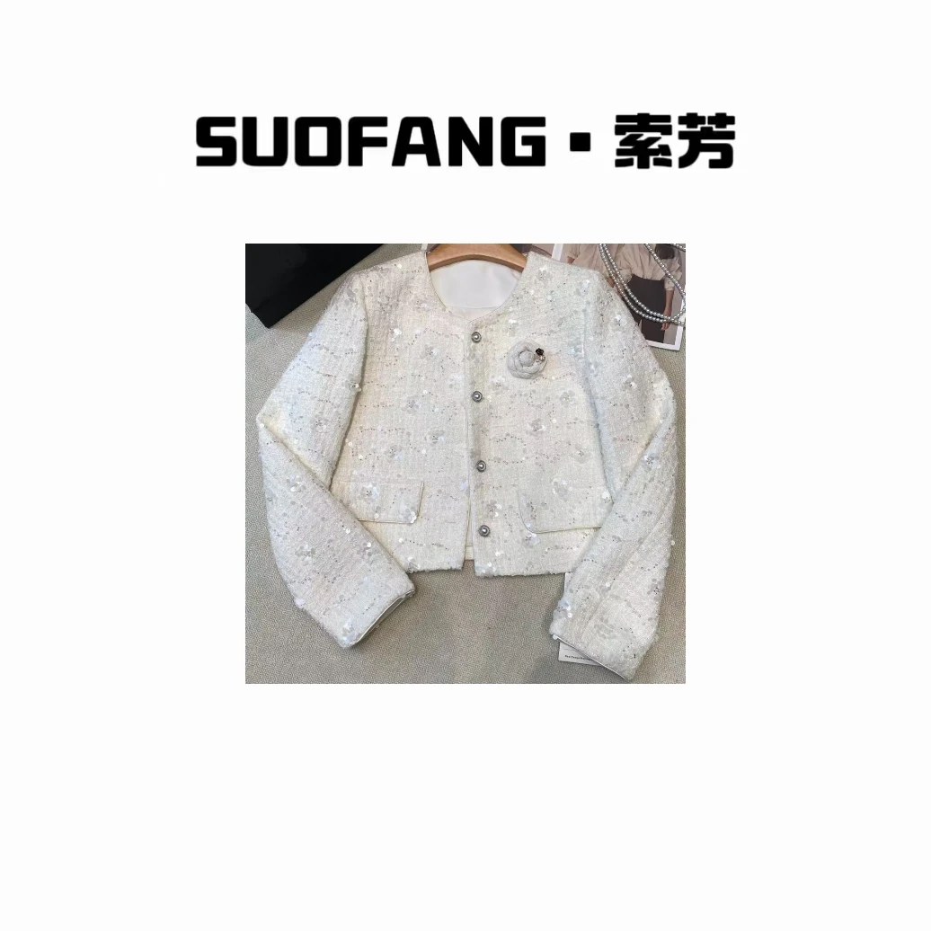 新品上市 时尚显瘦山茶花小香风外套