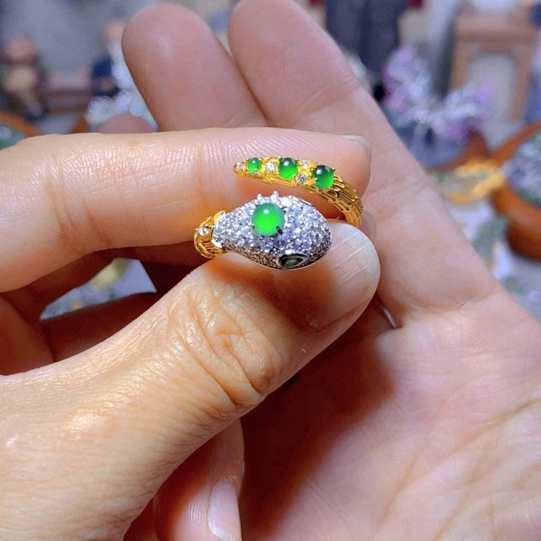 翡翠耳钉银S925镶嵌天然翡翠