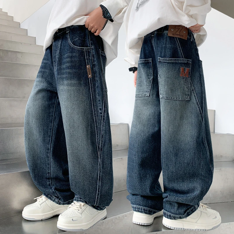 男童牛仔裤秋装儿童裤子春秋款2025新款中大童休闲港风洋气弯刀裤