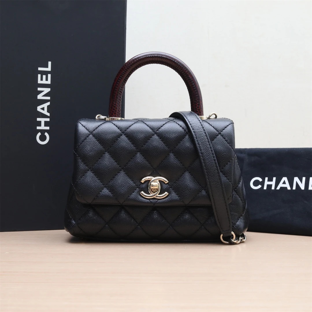 99新 Chanel/香奈儿 【双双11】Coco Handle Mini 30开 蜥蜴压纹