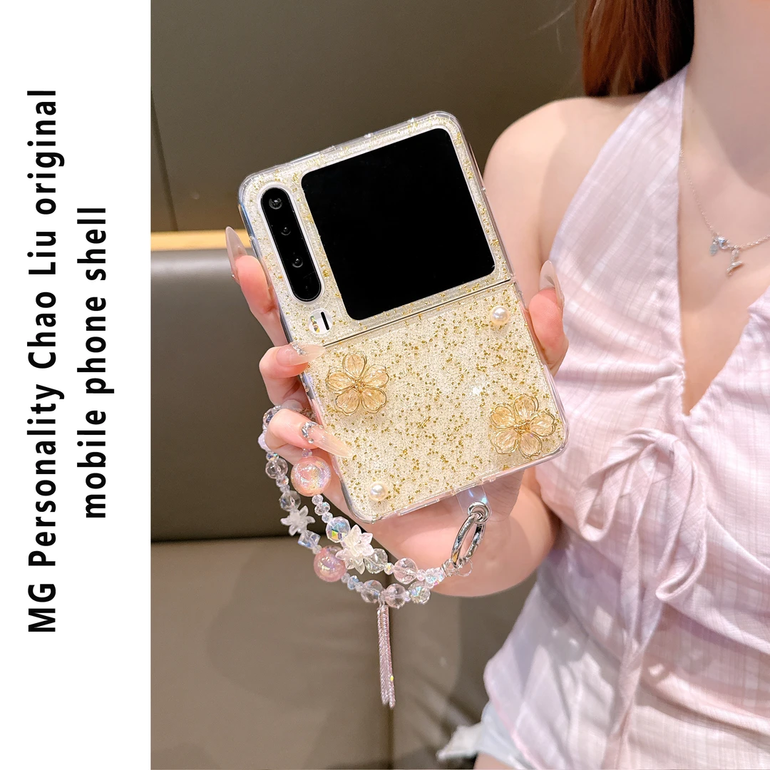 ins风秋冬立体花朵适用华为Pura X机壳P50pocke折叠屏P50宝盒网红