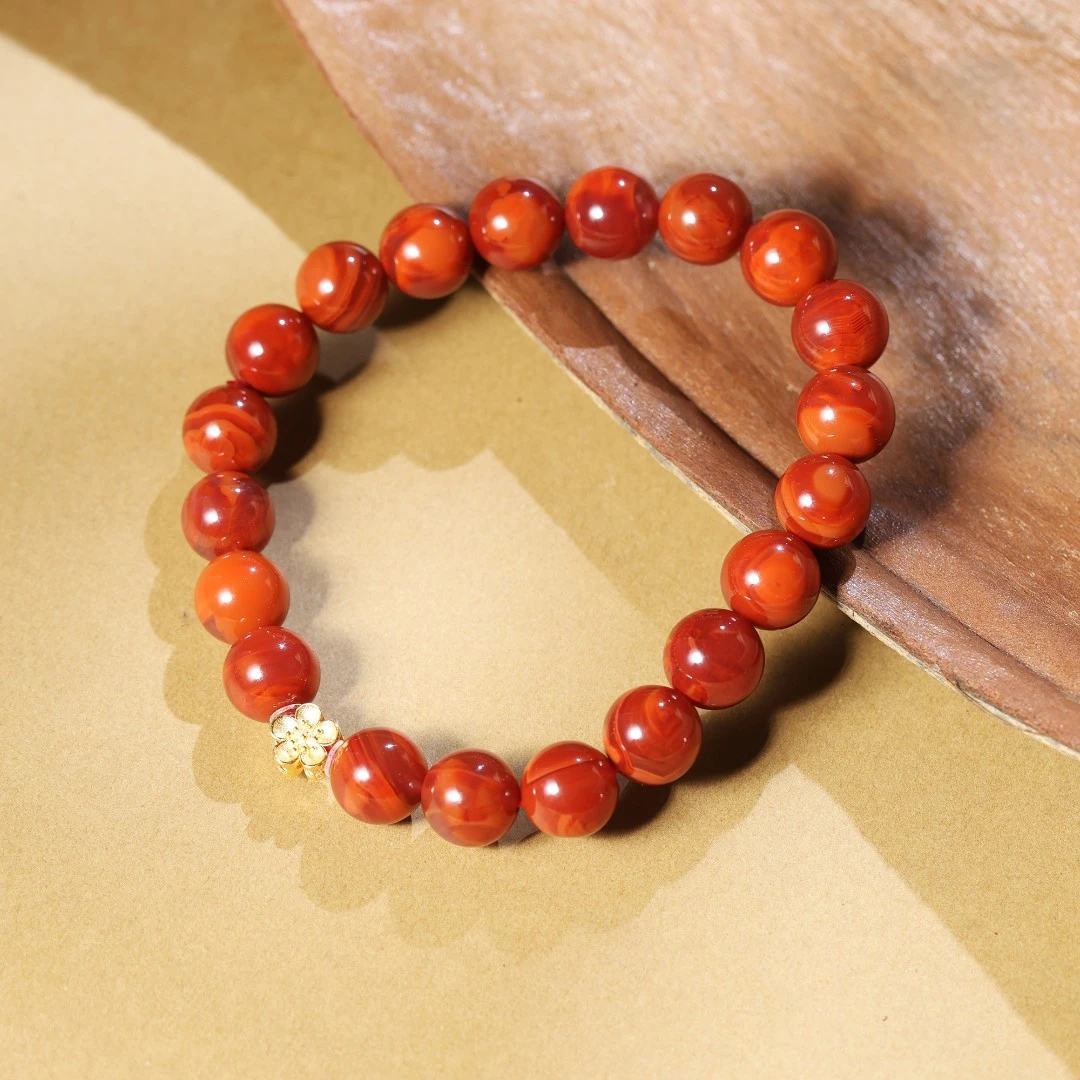 喜上梅梢/18K金南红手串DD