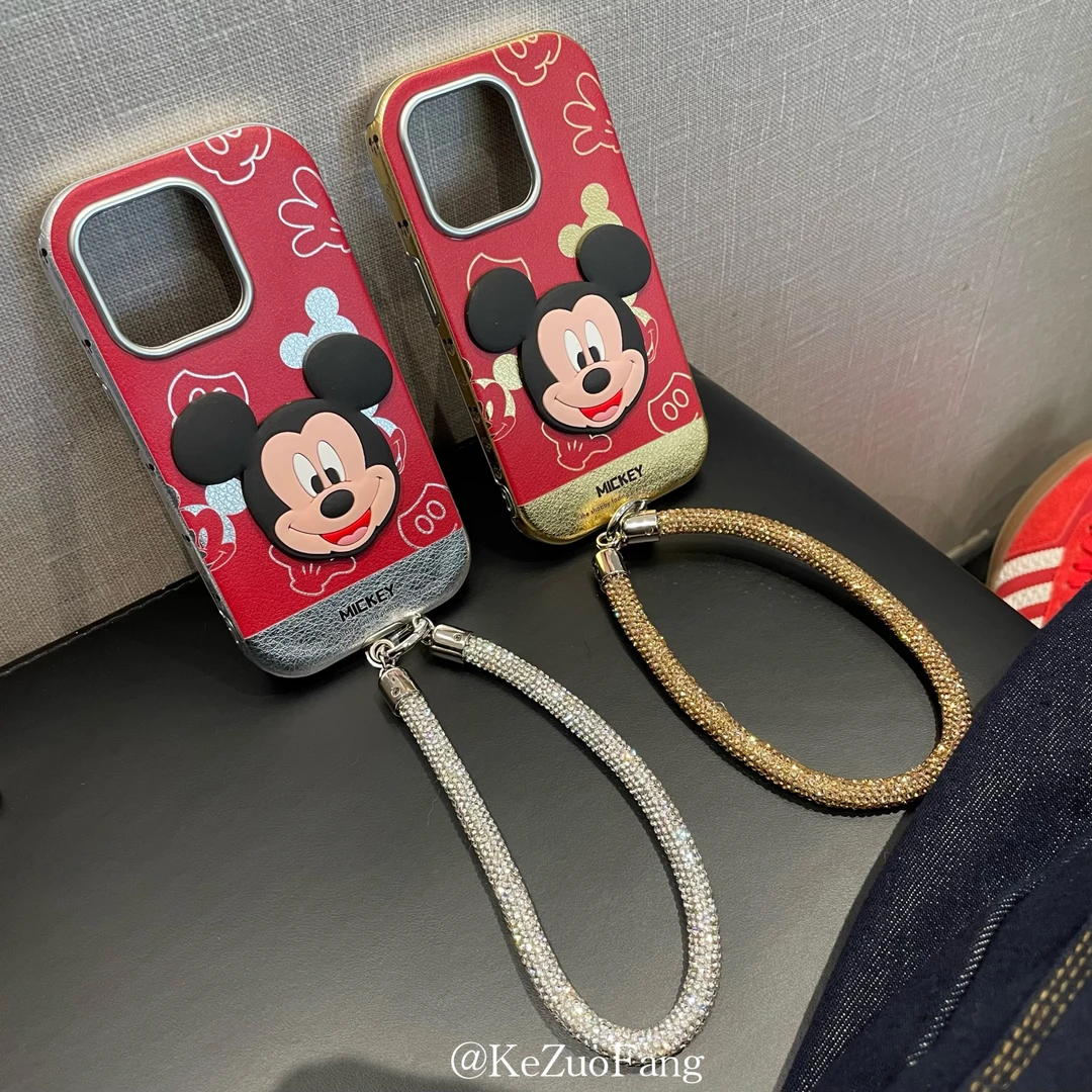 喜庆皮纹米奇适用iPhone16系列手机壳苹果15Pro防摔14/13卡通软