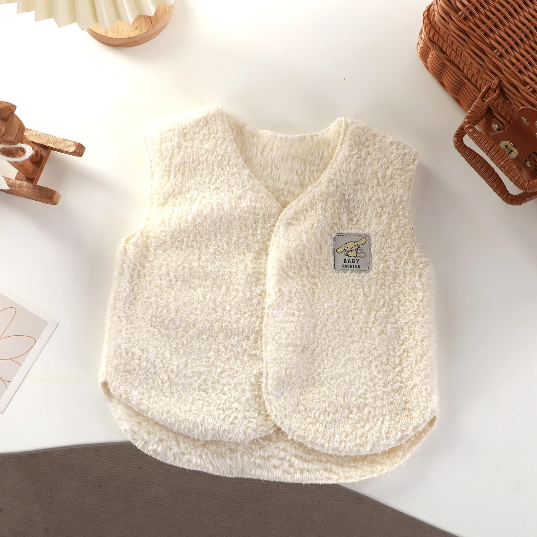 宝宝秋冬季加绒马甲男女童保暖棉背心打底外穿衣服开衫坎肩云朵绒