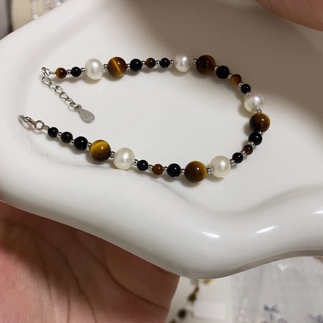 银S925镶嵌淡水珍珠手绳