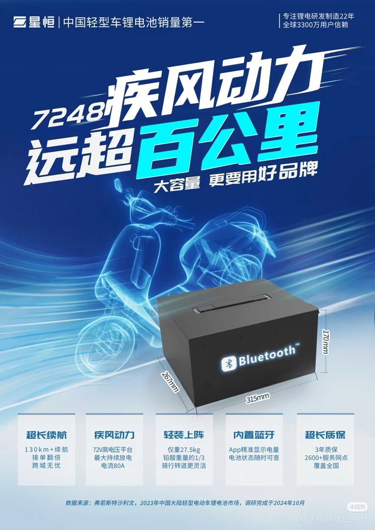 星恒72V48A锂电池