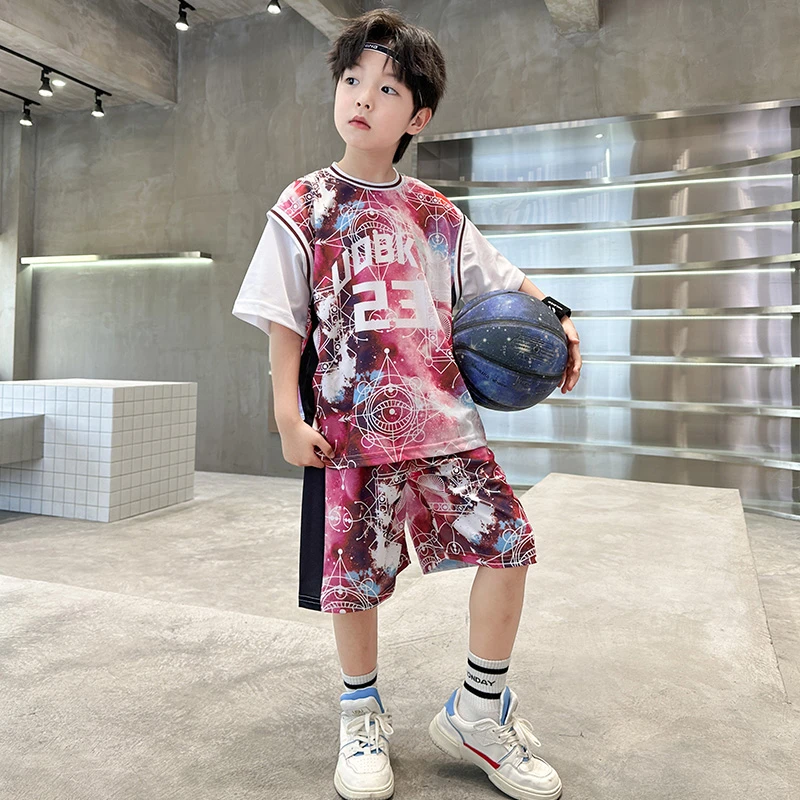 男童篮球服套装2025新款夏季球衣运动短袖炸街速干衣中大童训练服
