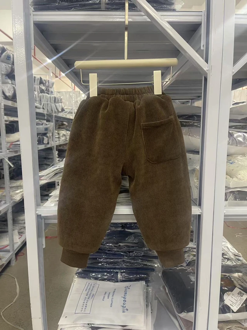 【町木优品】儿童冬季新款男童修身百搭条绒加厚棉裤 K6171