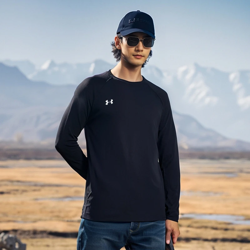 安德玛男女新款时尚休闲瑜伽透气舒适针织圆领套头运动长袖