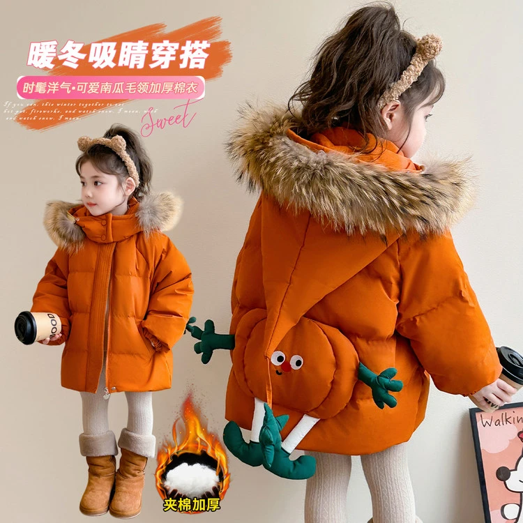 冬季新款3岁童装2025网红流行棉服女童加绒加厚棉袄儿童洋气