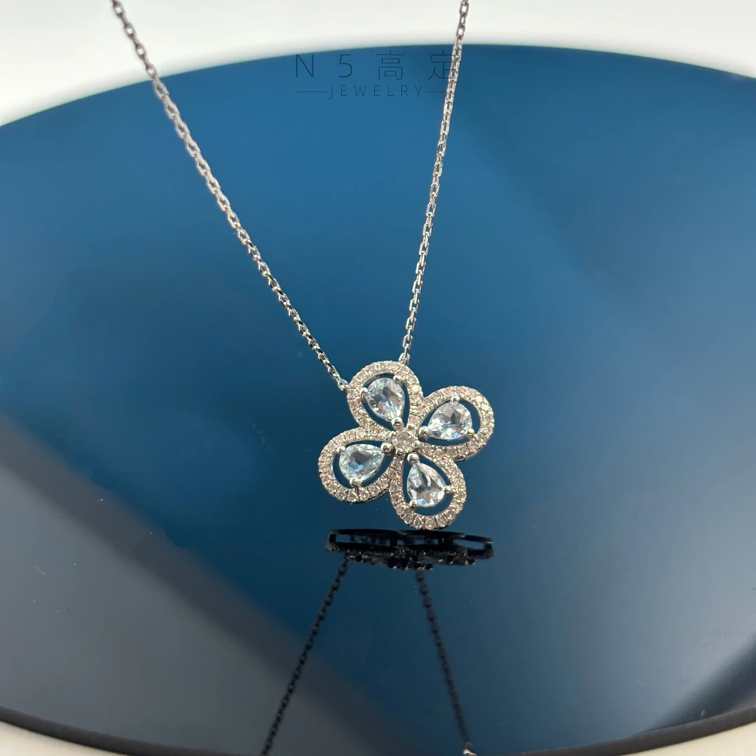 【N·5高定珠宝】 海蓝宝hw四叶草套链  zsxl0269