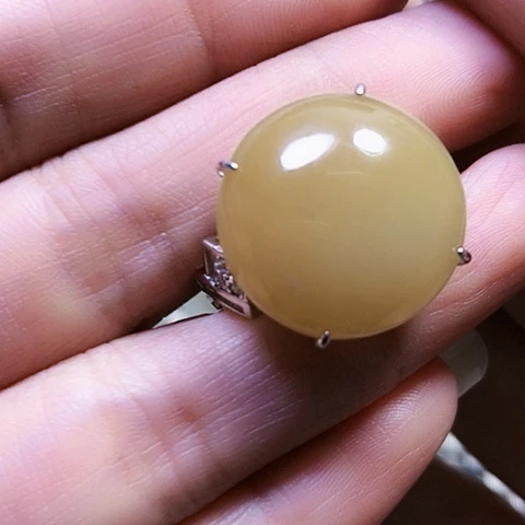 和田玉银S925镶嵌戒指