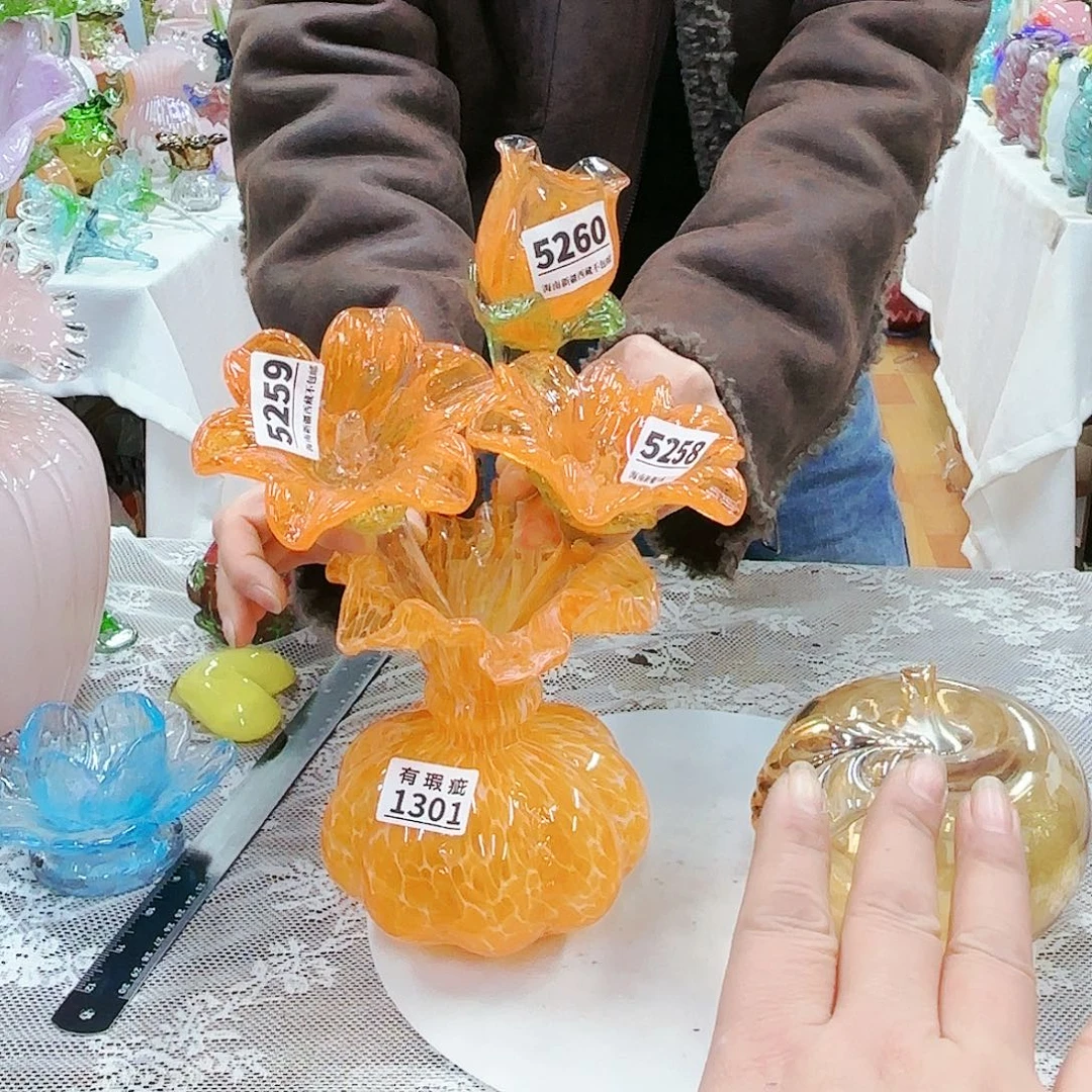 福利一套瑕不退不换琉璃花瓶艺术品