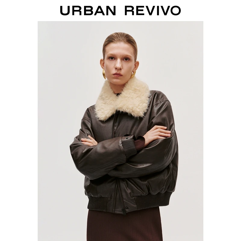 UR2025冬季新款女装琥珀流光风毛领羽绒服UWG150117+