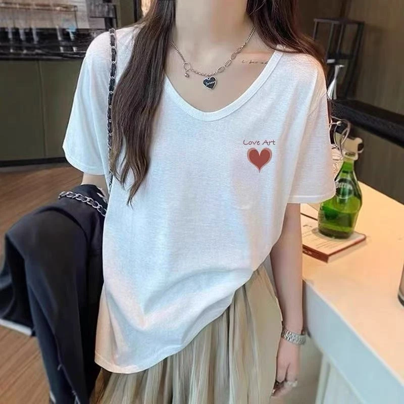 胖妹妹显瘦薄款防嗮短袖 冰丝雪花棉慵懒风上衣女夏季宽松运动T恤