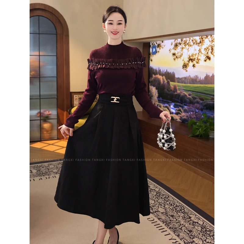 2025秋冬新款女装【JR-27】含绵羊毛可外穿精致打底红色毛衣针织衫