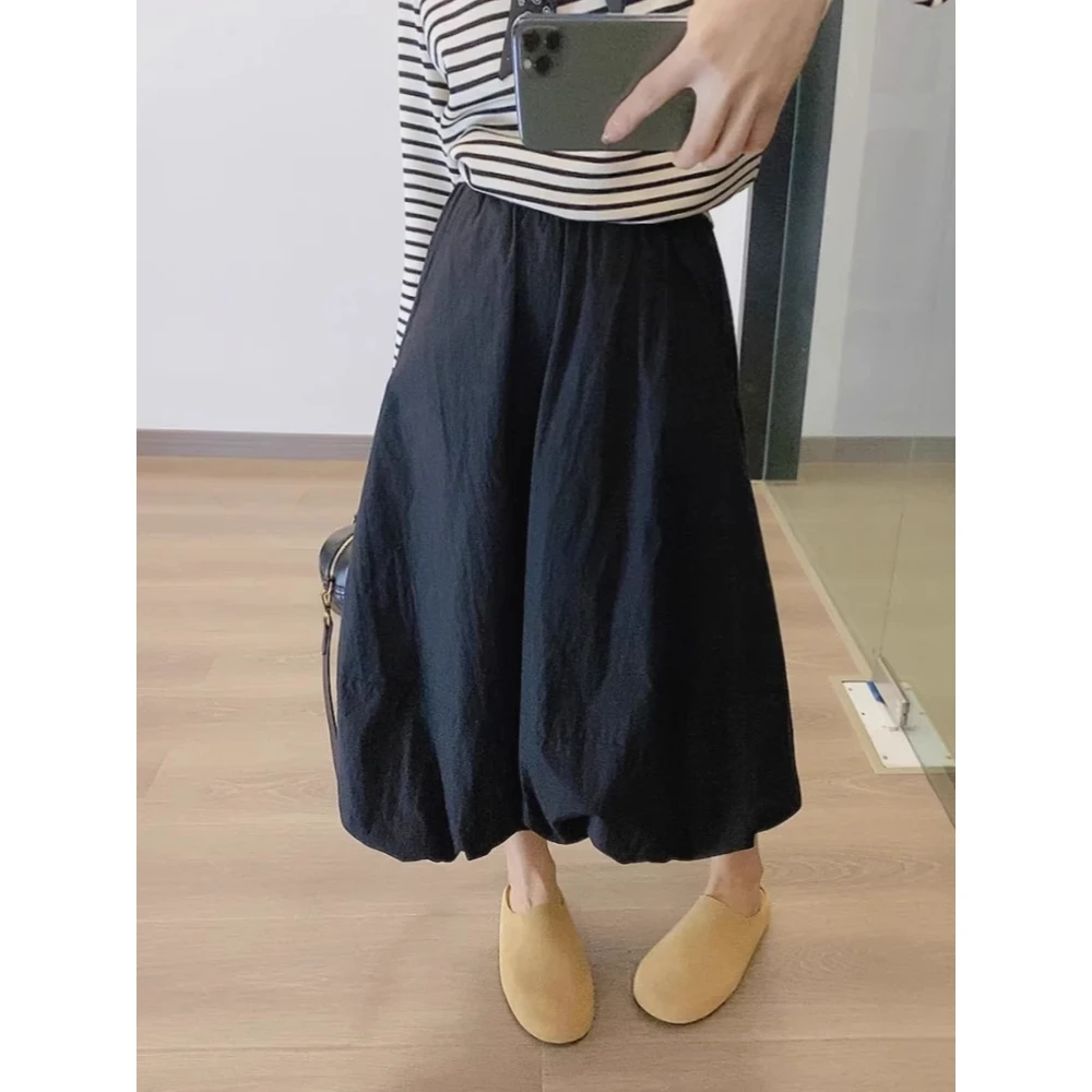 黑色花苞裙半身裙女春夏季日系法式气质宽松长款a字云朵蓬蓬伞裙