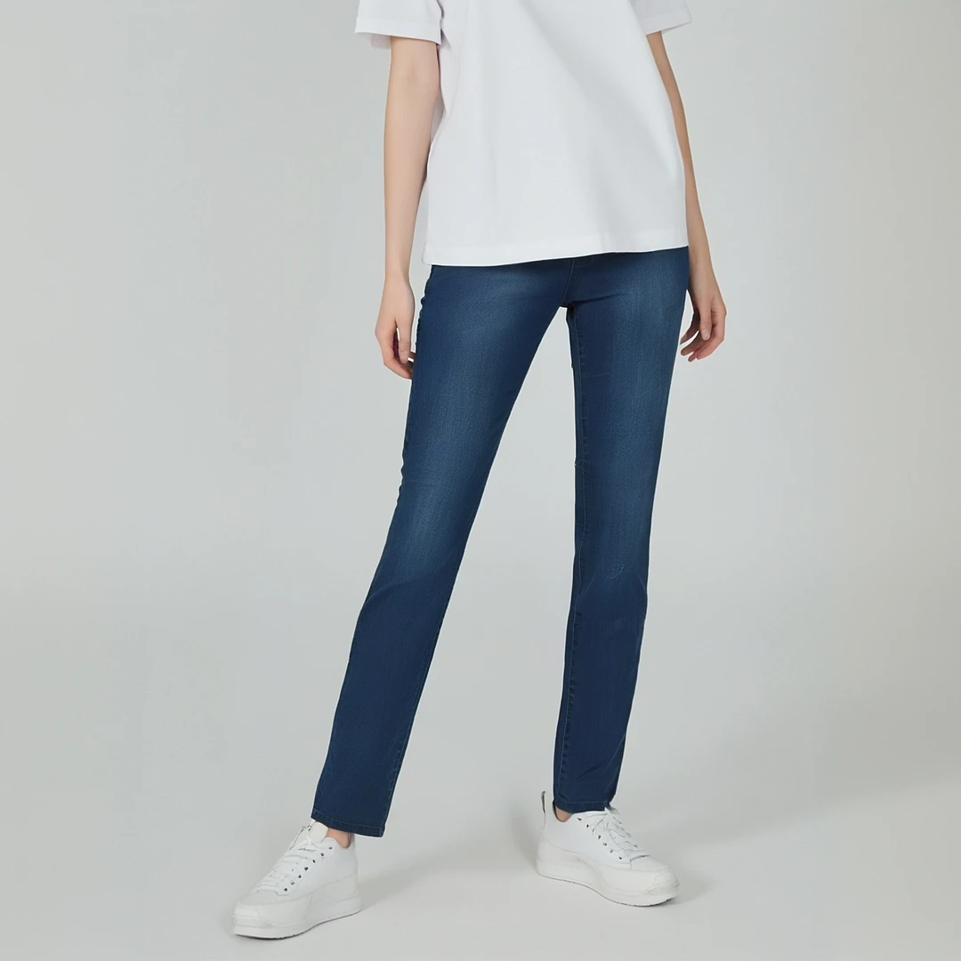 HANNAH 春秋夏直筒裤高质感穿搭高腰高弹力款款牛仔裤