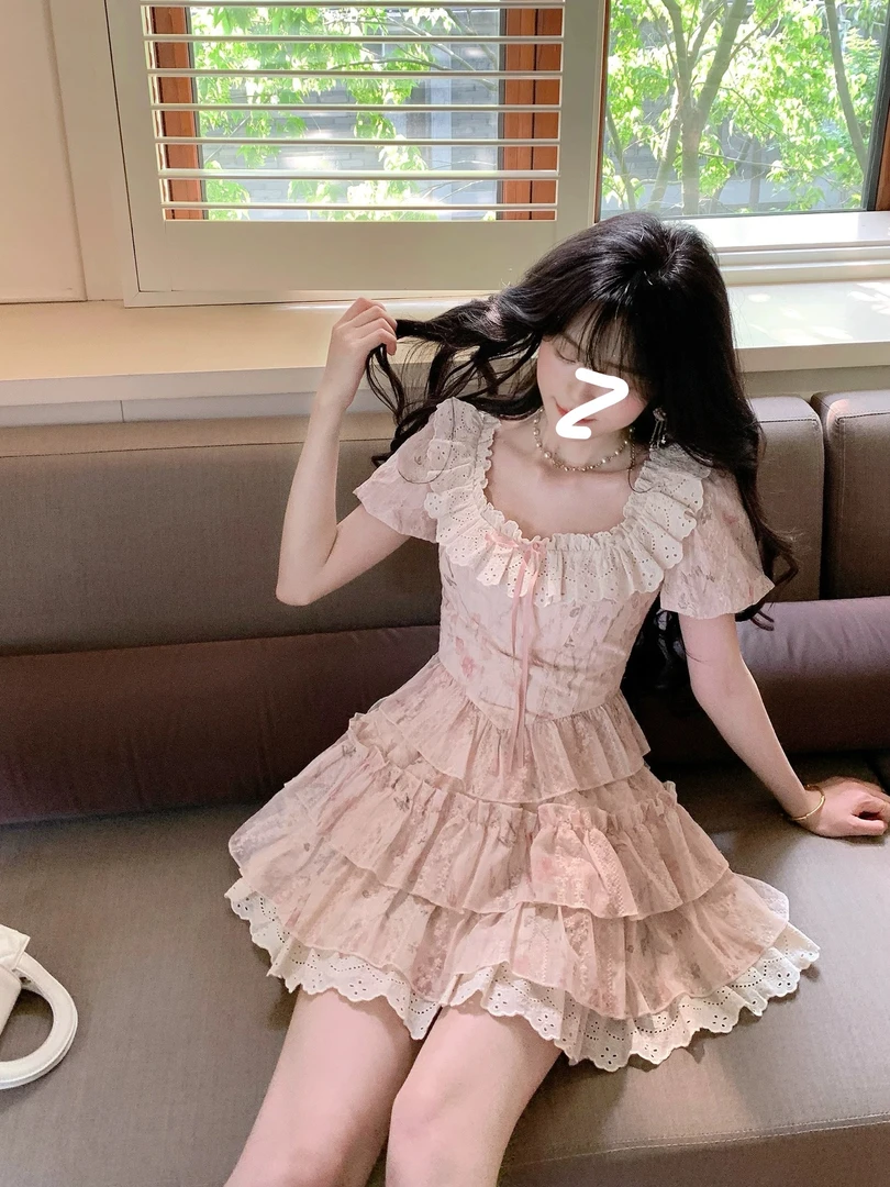 夏季新款法式纯欲少女甜美减龄修身短袖上衣半身裙套装