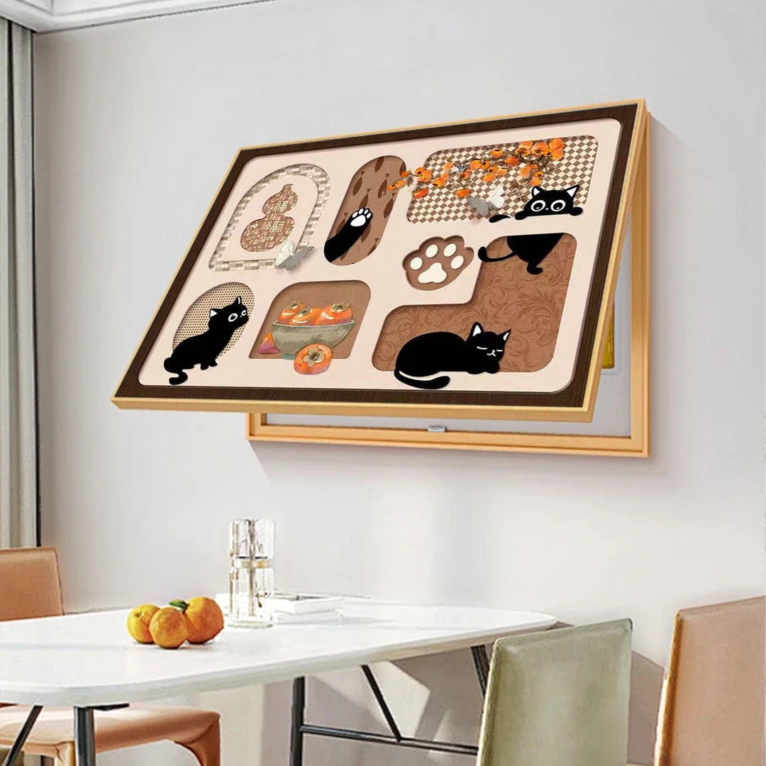 中古风复古洞洞板电表箱装饰画客厅配电箱盖板收纳置物架遮挡挂画