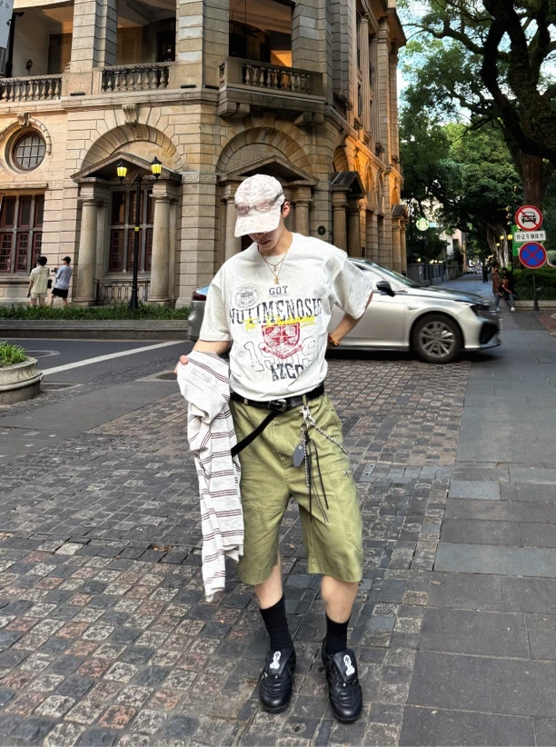 【美式学院】基础百搭印花贴布宽松短袖T恤情侣款