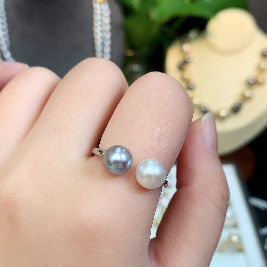 海水珍珠戒指银S925镶嵌