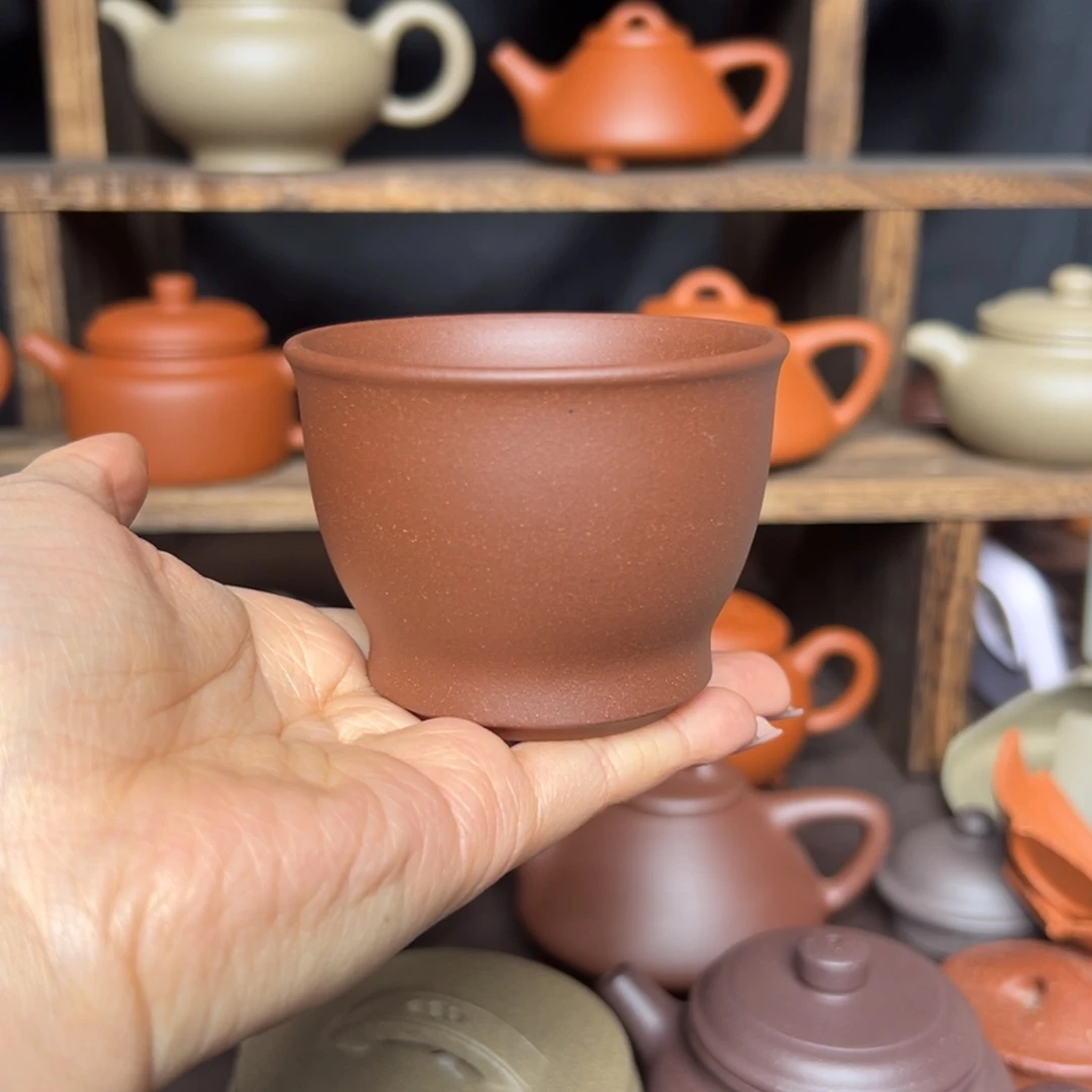 紫砂茶壶紫泥杯子100毫升