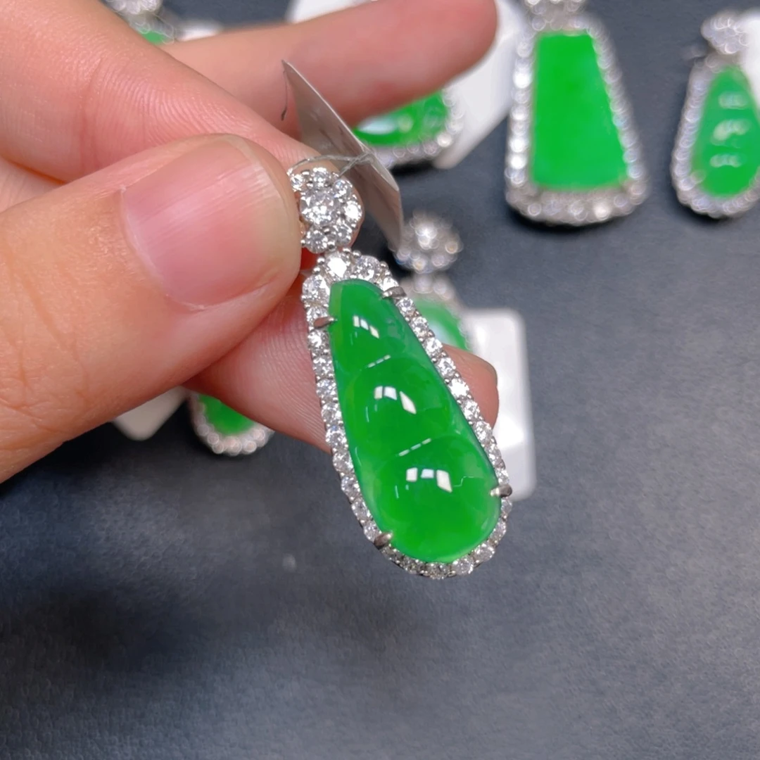 翡翠银S925镶嵌挂件hjjk