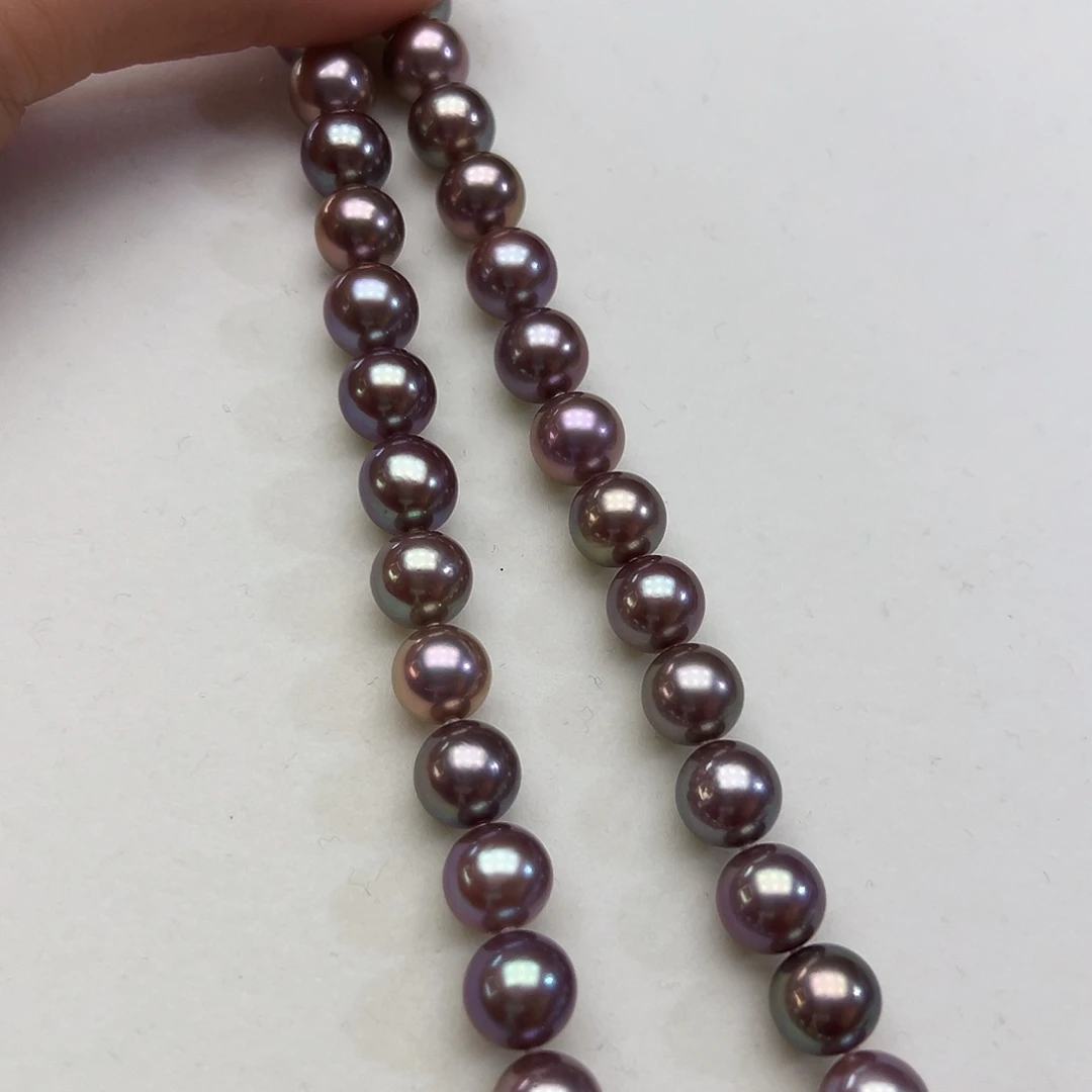 淡水珍珠颈饰银S925镶嵌➕9-10高品极光炫彩帝王紫毕业