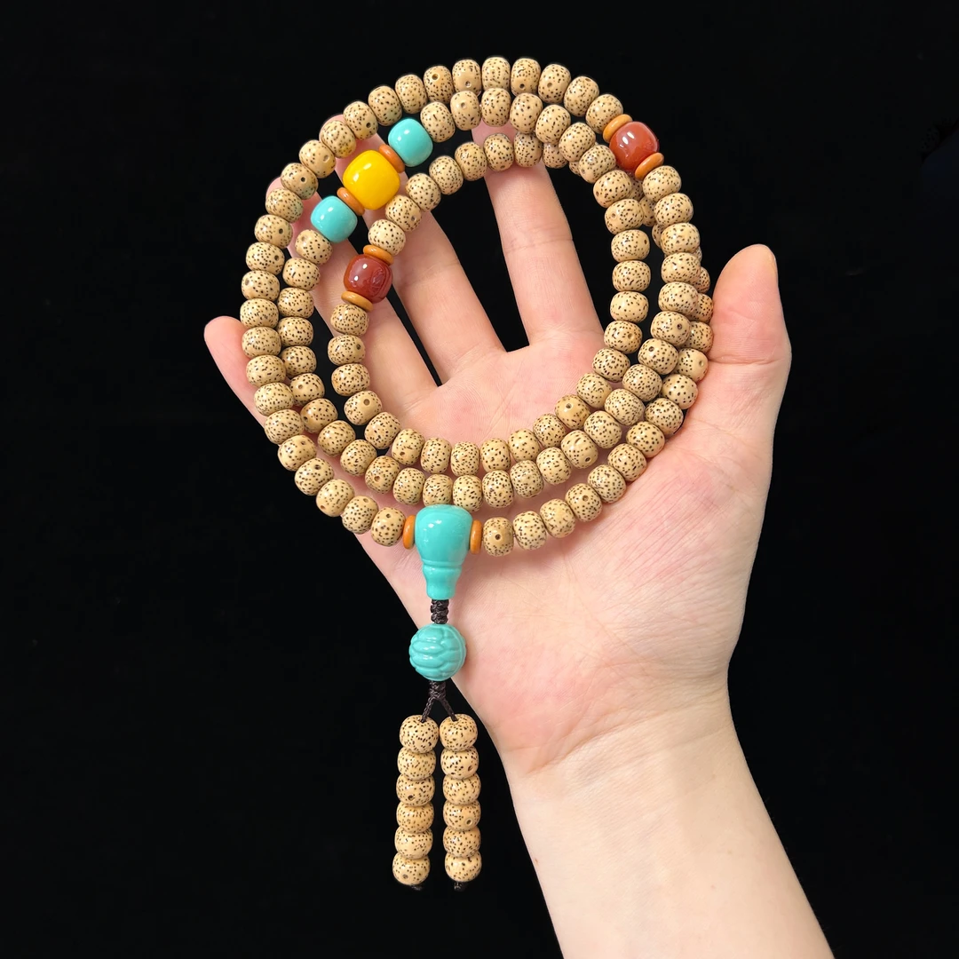 海南星月菩提8年陈籽9x7藏式桶珠正月108＋12颗长串