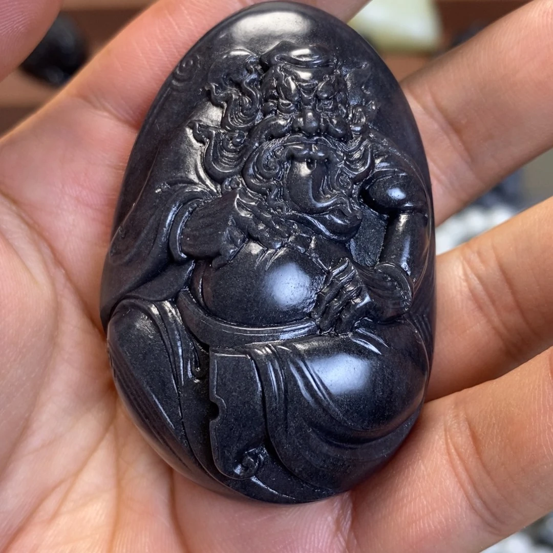 未镶嵌和田玉把件新疆和田玉青花聚墨钟馗手把件