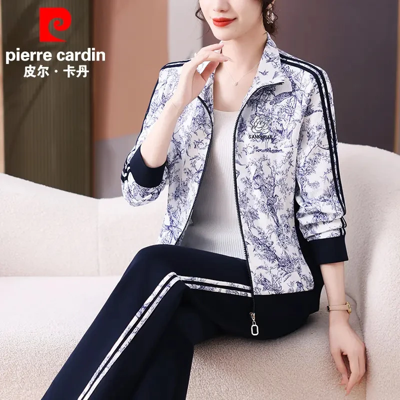 皮尔卡丹品牌时尚休闲运动套装女妈妈春装洋气穿搭2025新款两件套