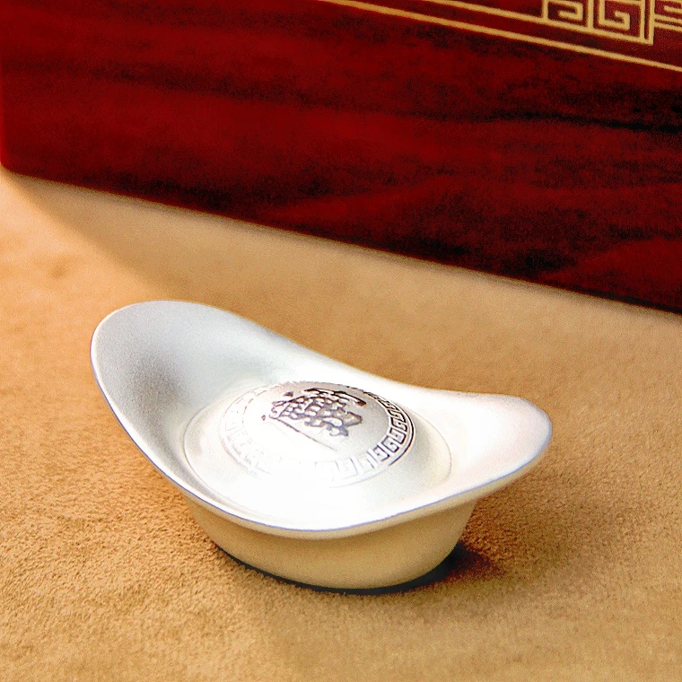 足银银制品 【中秋】足银9999船型实心银元宝高端结婚摆件礼品