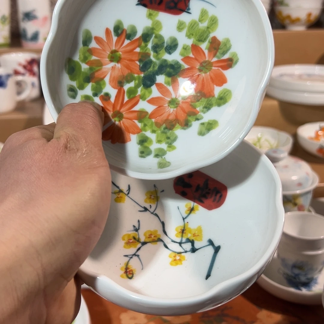 陶瓷景德镇高温釉下陶瓷5寸花口碗