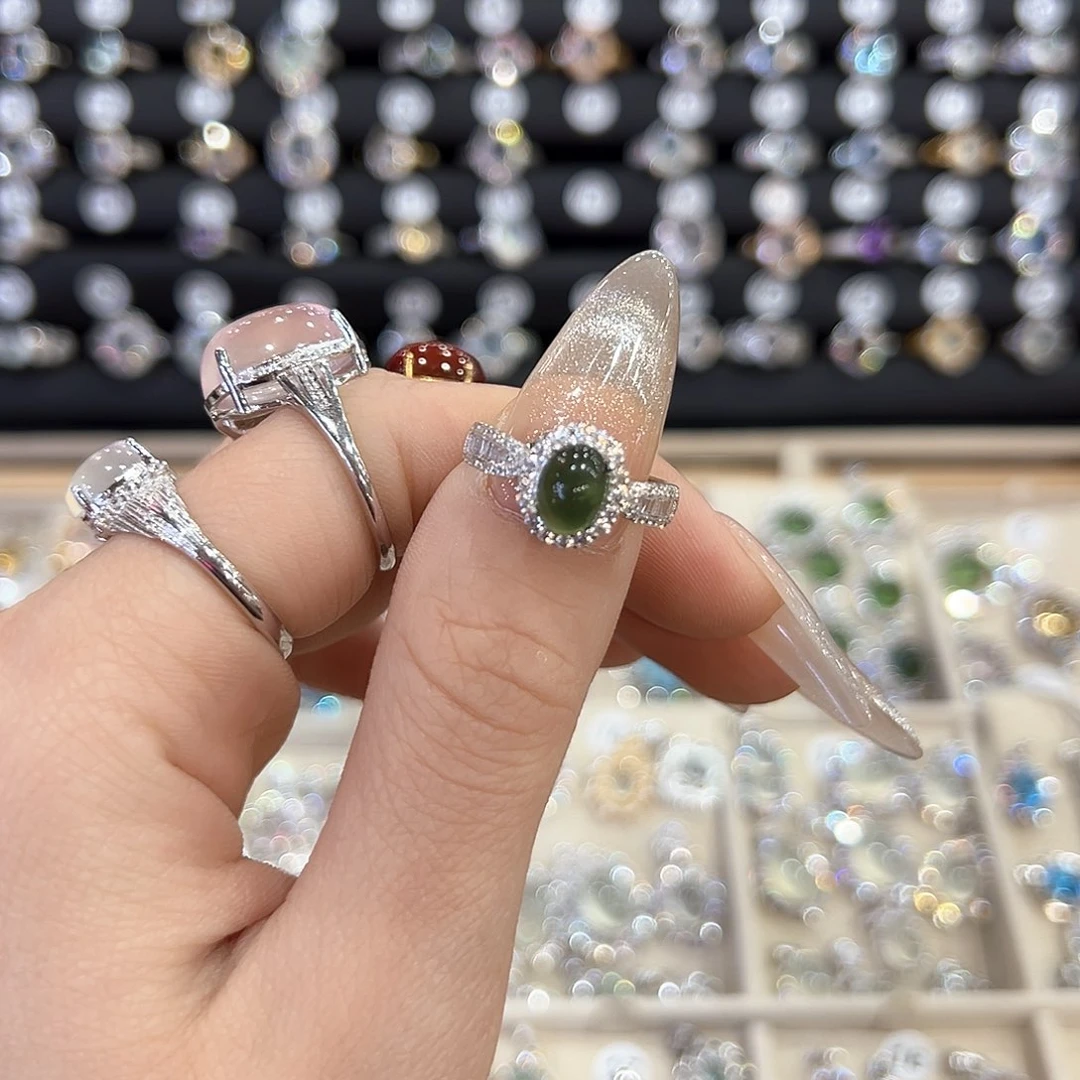 蛇纹石玉银S925镶嵌饰品蓓****