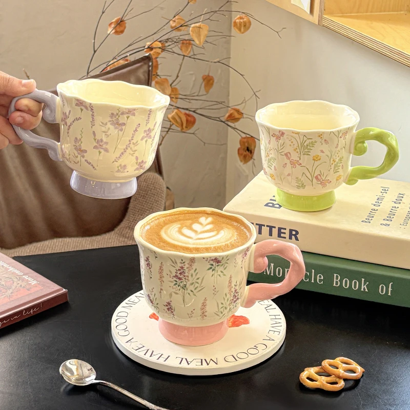 舍里繁花陶瓷马克杯高颜值家用喝水杯子情侣女生好看咖啡杯伴手礼
