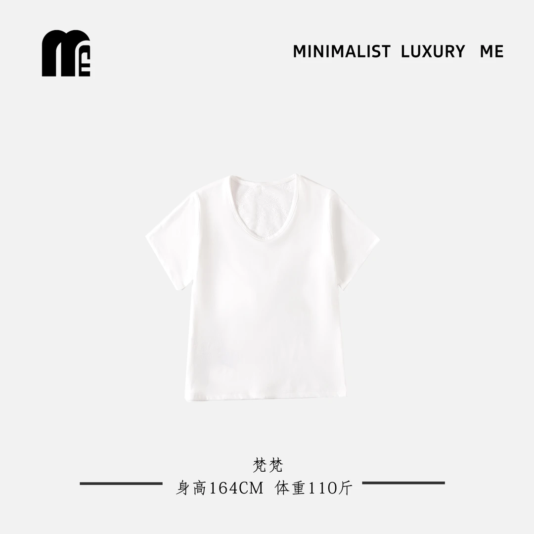 ME【花蕾】优质棉！重工蕾丝透气遮肉圆领上衣女款Q2541（2）