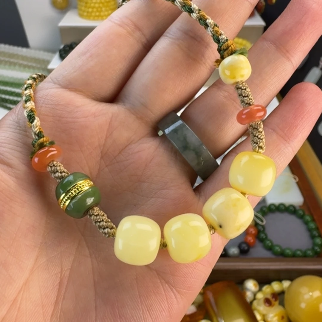 琥珀未镶嵌颈饰蜜蜡锁骨绳