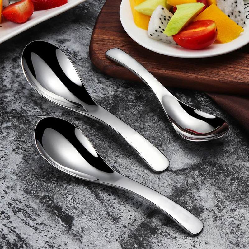 饭馆实用不锈钢餐具伯爵勺加深加厚家用拌饭勺喝汤勺调羹圆头勺