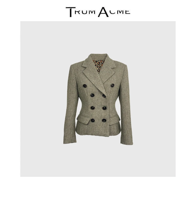 TrumAcme~2025秋季新款老钱风复古翻领修身收腰短外套女时尚百搭