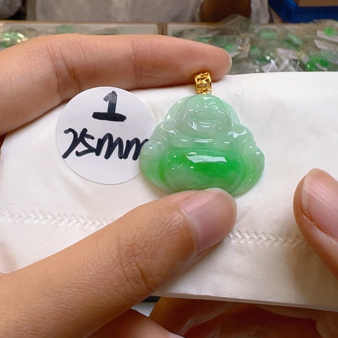 吊坠(不含链)18K金镶嵌翡翠