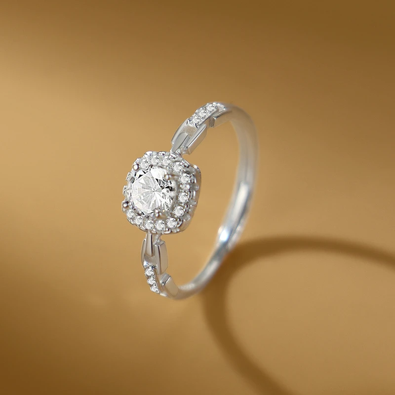 言若银匠 足银戒指 纯银指环女轻奢高级感方糖气质时尚尾戒JZ110